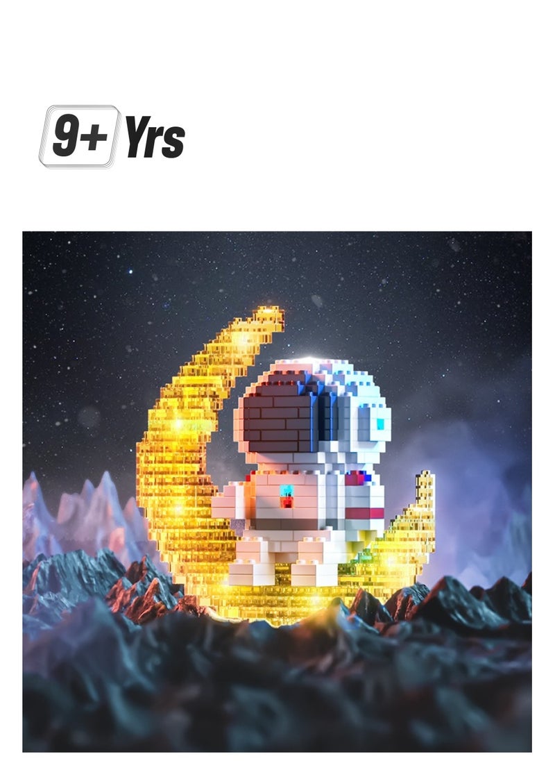 SYOSI - Astronaut Mini Building Blocks, Micro Blocks Cool Small Toys with Led Lighting Kit, Astronaut Micro Block Model Set Gift for Kids or Adults, Space Toy Puzzle Assembling Toy (368 PCS) - Image 1