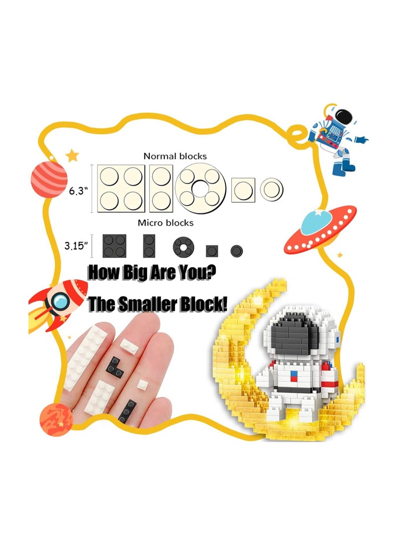 SYOSI - Astronaut Mini Building Blocks, Micro Blocks Cool Small Toys with Led Lighting Kit, Astronaut Micro Block Model Set Gift for Kids or Adults, Space Toy Puzzle Assembling Toy (368 PCS) - Image 1
