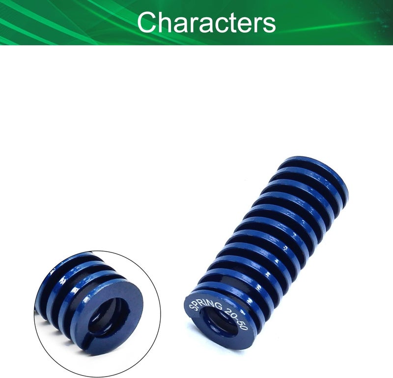 Compression Spring, 20mm OD 10mm ID 50mm Long Spiral Stamping Light Load Compression Mould Die Spring, for Mechanical Equipment 3D Printer Accessories Blue Tone 1pcs(Red)(Blue) - Image 3