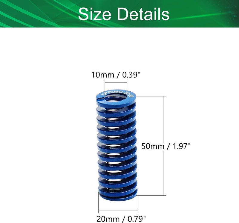 Compression Spring, 20mm OD 10mm ID 50mm Long Spiral Stamping Light Load Compression Mould Die Spring, for Mechanical Equipment 3D Printer Accessories Blue Tone 1pcs(Red)(Blue) - Image 2