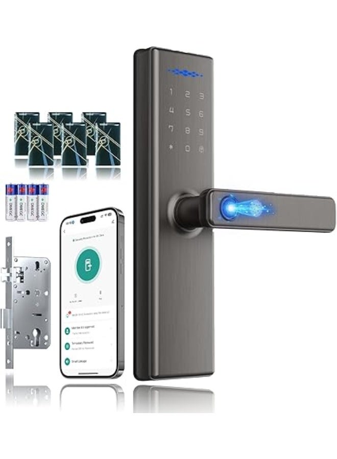 ماكايورون قفل ذكي من ماكايورون، اصدار تويا واي فاي، قفل باب ذكي يفتح عن طريق بصمة الاصبع، ان اف سي، كلمة مرور، جهاز تحكم عن بعد، مفتاح ميكانيكي. نقر 4585، يدعم 9 لغات (بما في ذلك العربية) (B302، رمادي) - Image 1