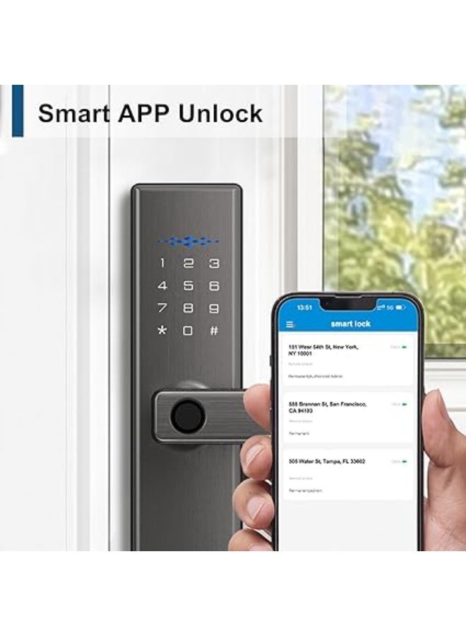 ماكايورون قفل ذكي من ماكايورون، اصدار تويا واي فاي، قفل باب ذكي يفتح عن طريق بصمة الاصبع، ان اف سي، كلمة مرور، جهاز تحكم عن بعد، مفتاح ميكانيكي. نقر 4585، يدعم 9 لغات (بما في ذلك العربية) (B302، رمادي) - Image 2