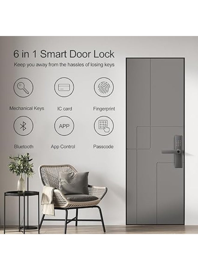 ماكايورون قفل ذكي من ماكايورون، اصدار تويا واي فاي، قفل باب ذكي يفتح عن طريق بصمة الاصبع، ان اف سي، كلمة مرور، جهاز تحكم عن بعد، مفتاح ميكانيكي. نقر 4585، يدعم 9 لغات (بما في ذلك العربية) (B302، رمادي) - Image 3