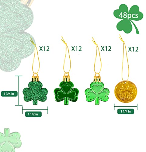 Bunny Chorus 48pcs St Patricks Day Decorations Shamrock Ornaments and Gold Coins for Tree, Good Luck Clover Coins Hanging Decorations for Home School Office Irish Festival Party Supplies, 4 Style - Image 3
