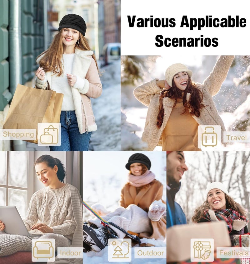 YSense 2 Pack Womens Winter Hats Warm Knit Hat Slouchy Beanie Cap with Brim Gifts - Image 5