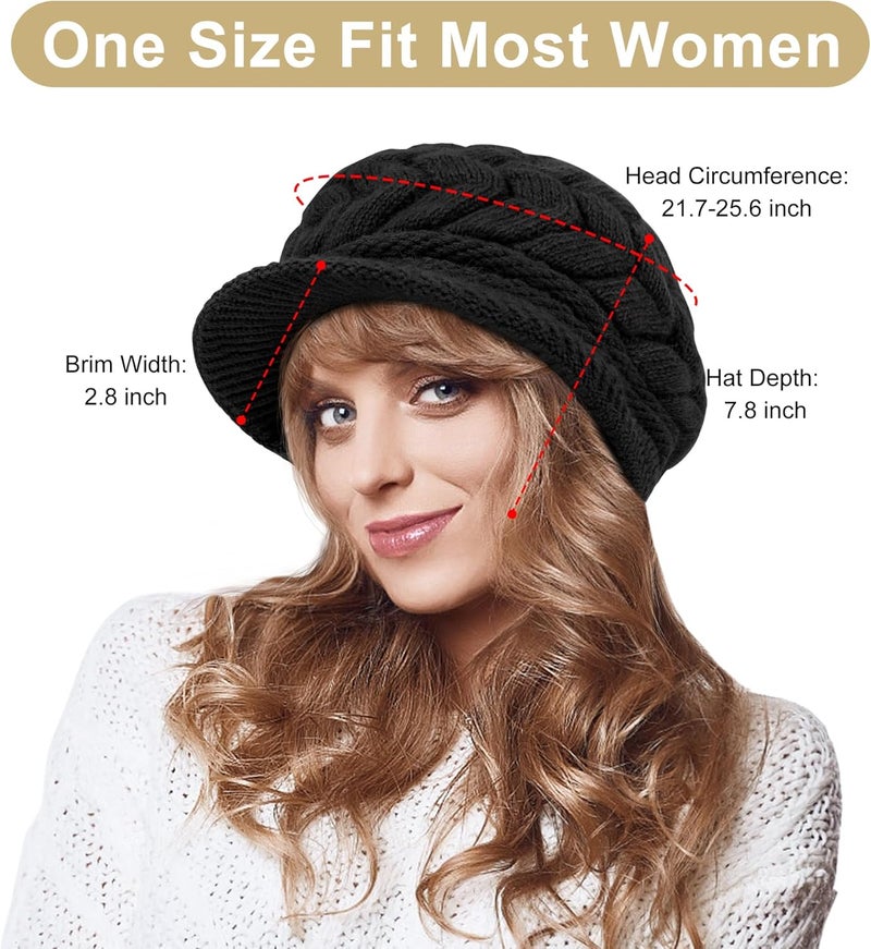 YSense 2 Pack Womens Winter Hats Warm Knit Hat Slouchy Beanie Cap with Brim Gifts - Image 2