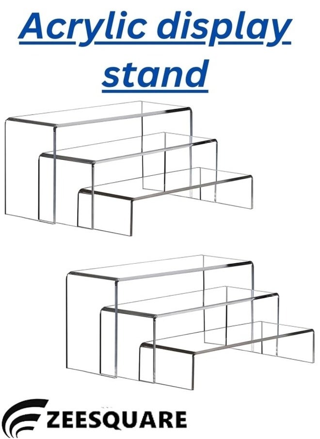 ZEESQUARE - Acrylic Display Stand 6 Pc's Display Shelf for Makeup Jewelry Toys Cupcake or Dessert Decorations - Image 1