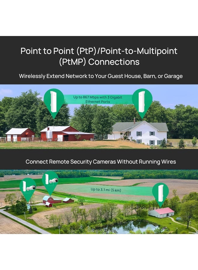 TP-LINK Omada EAP215-Bridge KIT - 5 GHz 867 Mbps Point to Point Wireless Bridge with Long Range Access Point white - Image 3