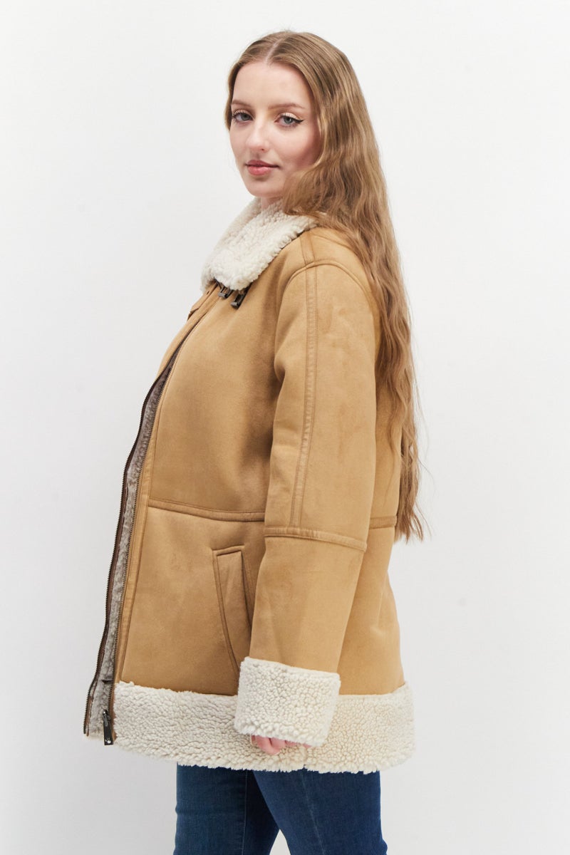 Bearpaw Women Plain Puffer Jacket, Brown - Image 3