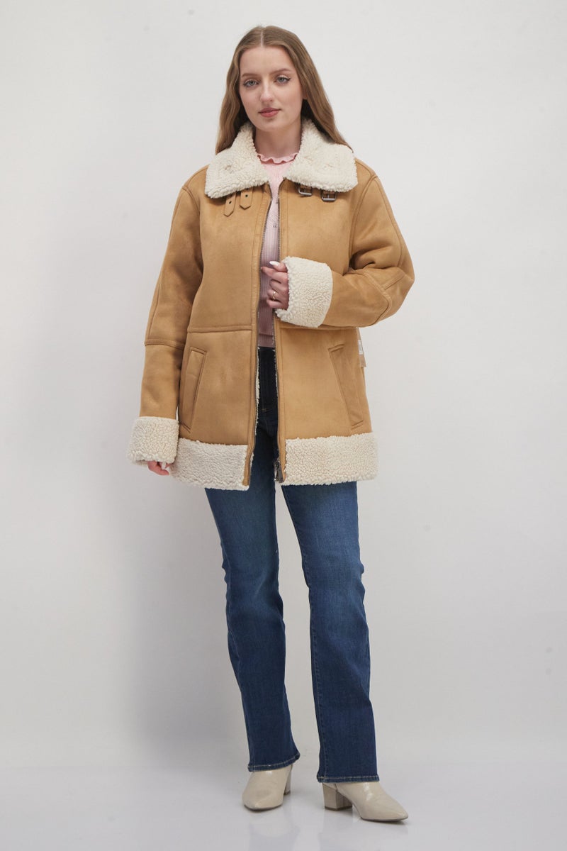 Bearpaw Women Plain Puffer Jacket, Brown - Image 2