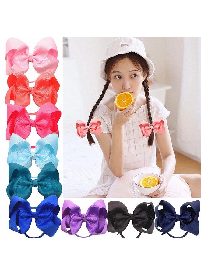 ZOONAI 4 Inch Baby Girl Toddlers Hair Bows Elastic Hair Tie Accessories Bow Ponytail Holder Rubber Hair Bands for Girls Kids Teens - Set of 2 (Red) - Image 2