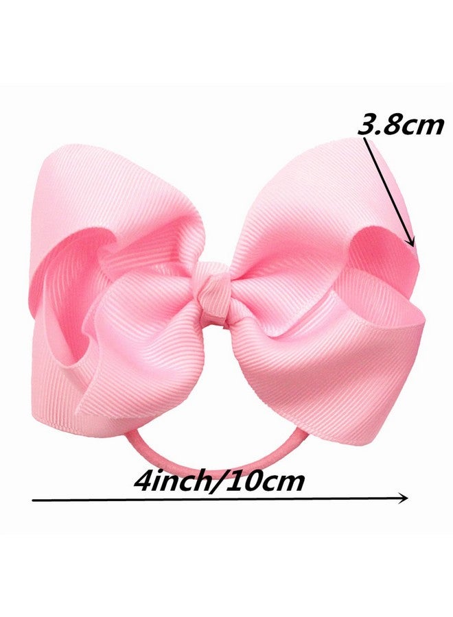 ZOONAI 4 Inch Baby Girl Toddlers Hair Bows Elastic Hair Tie Accessories Bow Ponytail Holder Rubber Hair Bands for Girls Kids Teens - Set of 2 (Red) - Image 5