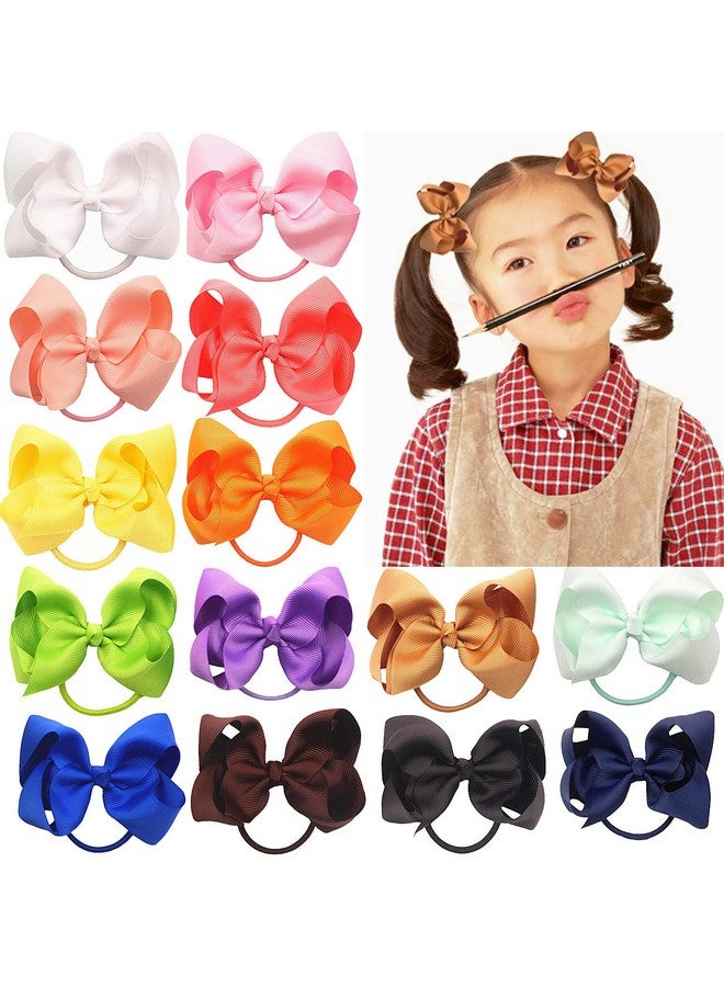 ZOONAI 4 Inch Baby Girl Toddlers Hair Bows Elastic Hair Tie Accessories Bow Ponytail Holder Rubber Hair Bands for Girls Kids Teens - Set of 2 (Red) - Image 3