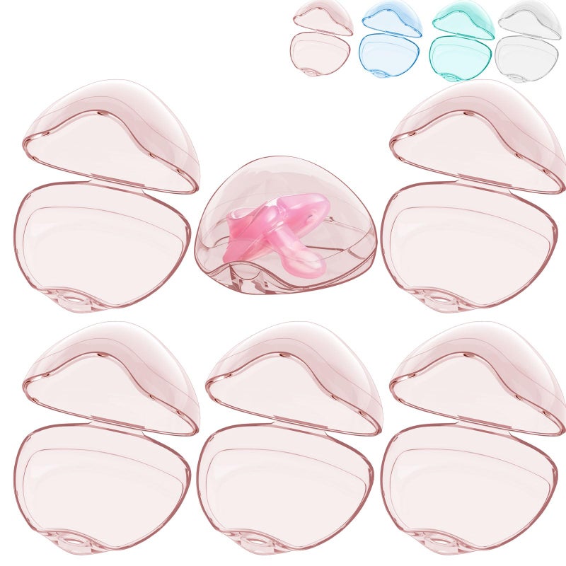 Smlpuame Pacifier Case,6 Pack BPA Free Pacifier Holder Case,Transparent Container Box for Baby Binkyï¼ˆNot Included),Essential Pacifier Accessories,Alway Keep Paci Clean,Easy to Clean(Pink) - Image 1