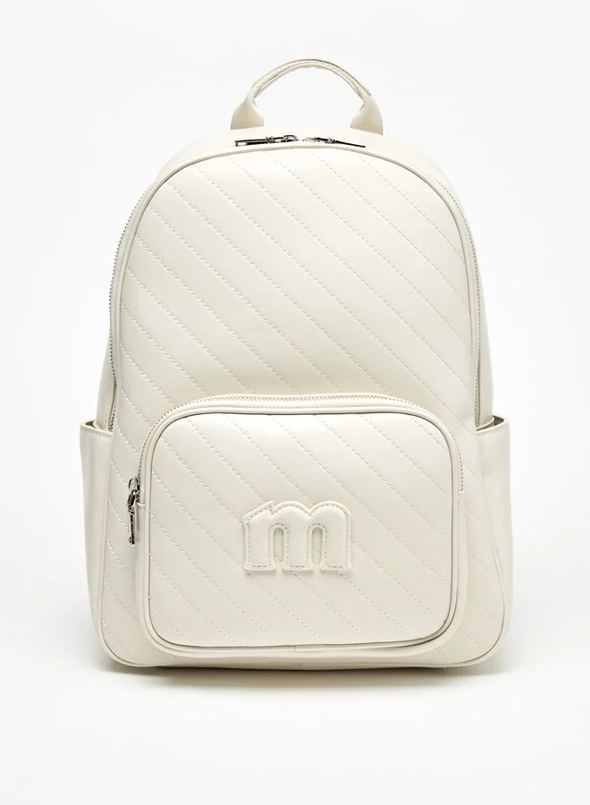 ميسي Quilted Backpack with Adjustable Straps and Zip Closure