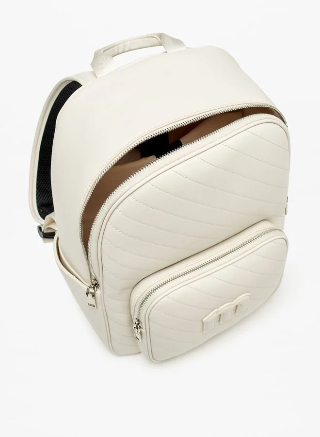 ميسي Quilted Backpack with Adjustable Straps and Zip Closure