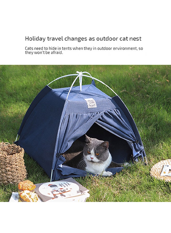 إسكدنيا خيمة قابلة للفصل لبيت القطط أزرق 40x40x41سم - Image 5