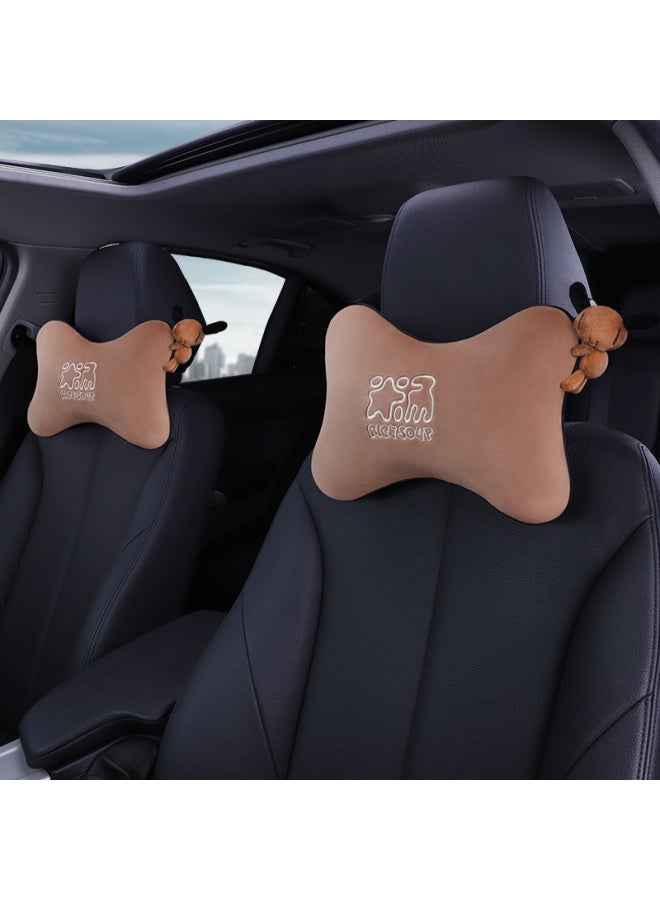 Icaroom Car Headrest, Space Memory Foam Neck Support Pillow, All-season Universal Car Cushion T-001m Coffee Color - Image 2