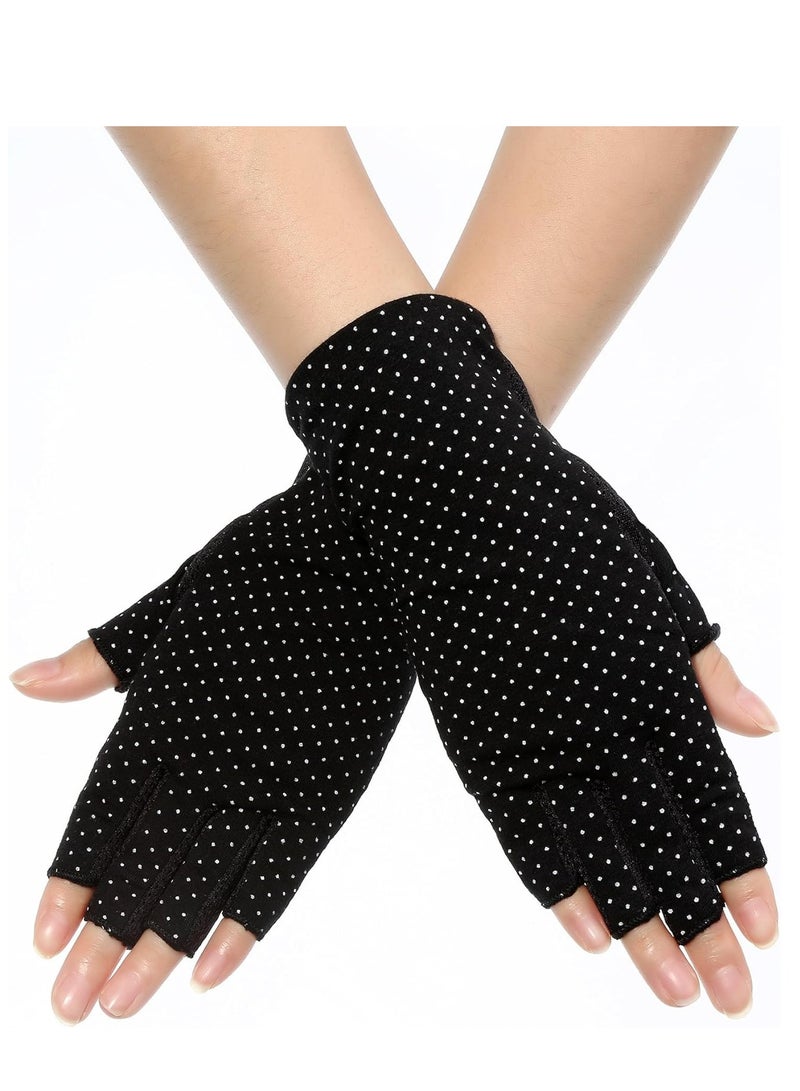 MahMir MahMir® UV Protection Driving Gloves Fingerless Gloves Non Slip Summer Outdoor Gloves for Women and Girls (Black)  - Image 1