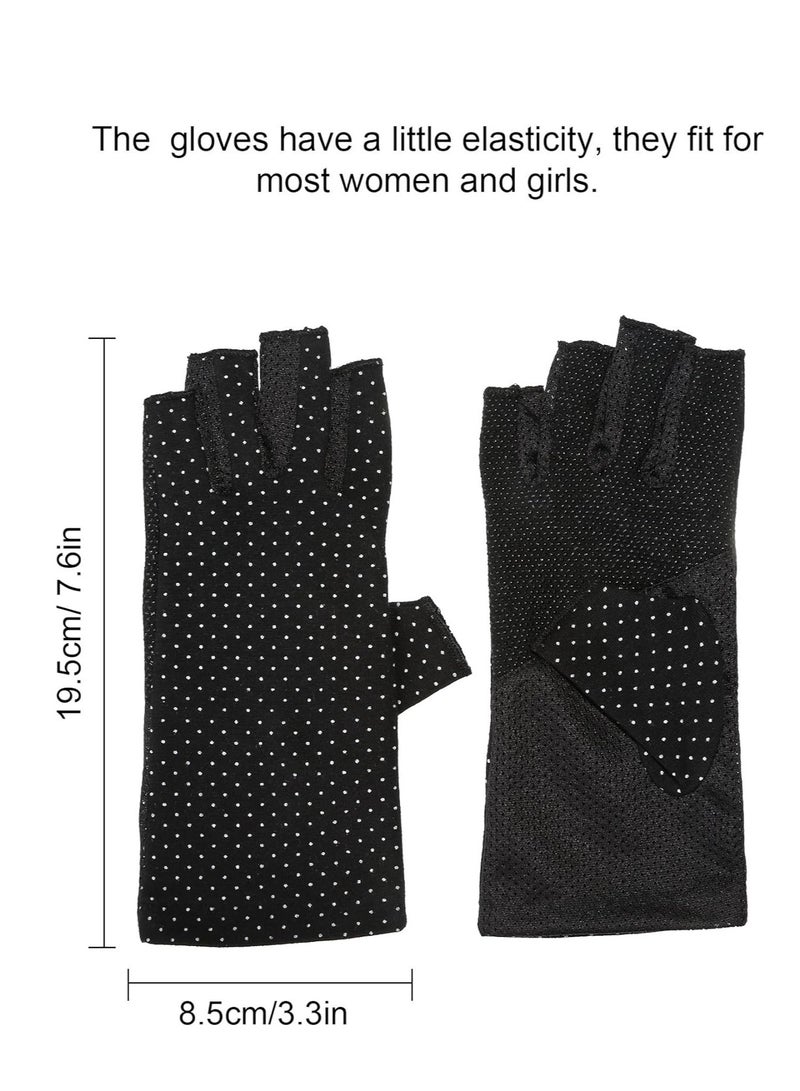 MahMir MahMir® UV Protection Driving Gloves Fingerless Gloves Non Slip Summer Outdoor Gloves for Women and Girls (Black)  - Image 2