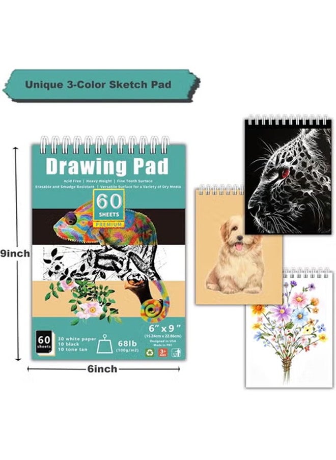 KALOUR 50 Pack Drawing Set Sketch Kit Pro,Art Sketching Supplies with 3-Color Sketchbook,Include Graphite,Charcoal, Pastel and Mechanical Pencil,Ideal for Artist Beginner Kids - https://f.nooncdn.com/p/pzsku/Z7673B614338406296CD8Z/45/_/1720577766/9195c60c-eef5-4559-b883-94af826bfff2.jpg?width=original