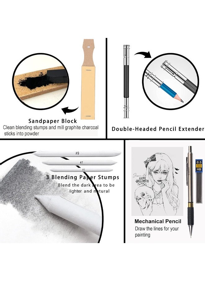 KALOUR 50 Pack Drawing Set Sketch Kit Pro,Art Sketching Supplies with 3-Color Sketchbook,Include Graphite,Charcoal, Pastel and Mechanical Pencil,Ideal for Artist Beginner Kids - https://f.nooncdn.com/p/pzsku/Z7673B614338406296CD8Z/45/_/1720577776/8bbc7d60-84e5-483b-bb86-90a98bc31298.jpg?width=original