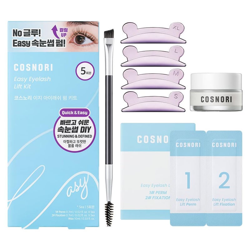 COSNORI Easy Eyelash Lift Kit DIY Lash Lift Kit Korean Eyelash Perm with No Glue Rods 5 Applications LongLasting Curl Easy AtHome Curling Solution - Image 1
