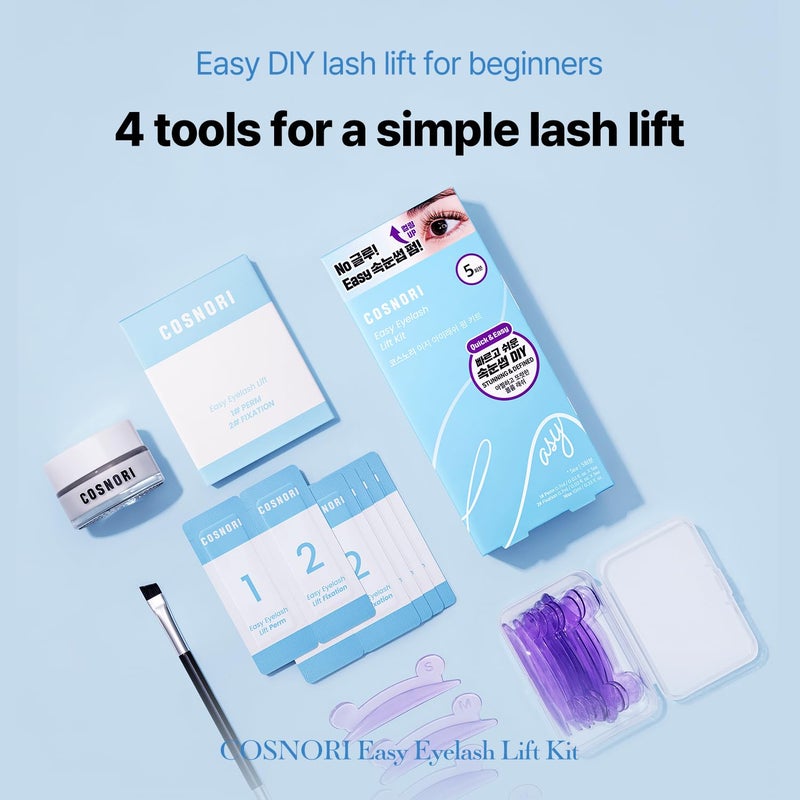COSNORI Easy Eyelash Lift Kit DIY Lash Lift Kit Korean Eyelash Perm with No Glue Rods 5 Applications LongLasting Curl Easy AtHome Curling Solution - Image 5