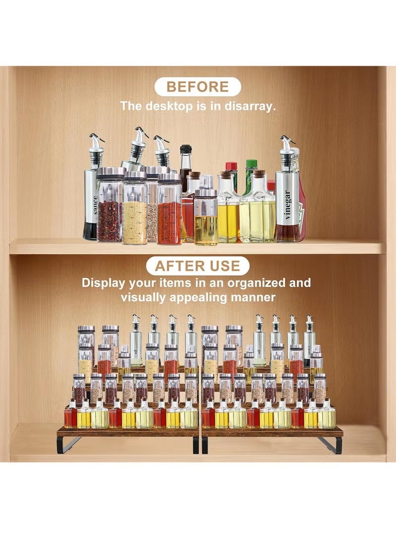 إلفسا قاعدة عرض خشبية، حامل عطر من 4 طبقات، منظم عطر طبقي للرجال، منظم رف التوابل، رف عرض للعطور، الحفلات، المكياج، التوابل، مجموعة الشخصيات والدمى. - Image 5