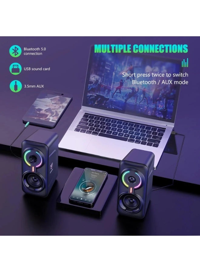 L6 RGB Gaming Speakers for PC | High-Quality Wired Multimedia Stereo Bass Speaker with Woofer | RGB Light Effect | Dual Channel Speakers for Room & Desktop Setup - Image 4