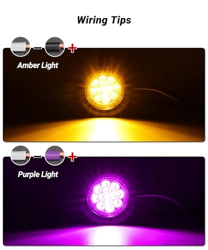 XtraGlow Dual Revolution 25 Round 13LEDs Amber Clearance Side Marker Lights to Purple Auxiliary Lights for Trailer Truck 12V IP67 Waterproof 10Pcs - Image 3