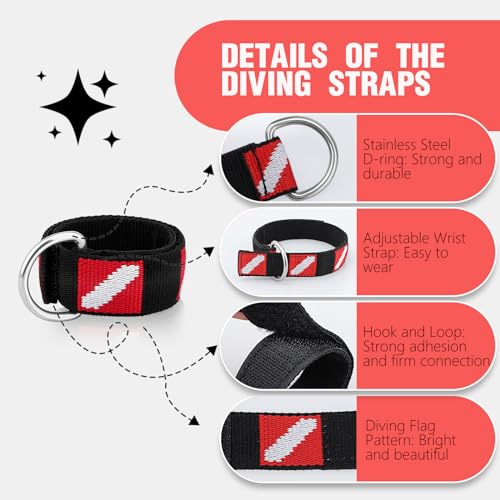 Dawitrly Wrist Strap, Adjustable Wristband with Stainless Steel D Ring, Suitable for Diving Lights, Flashlights, Cameras, Compass, Dive Slates, for Divers and Snorkelers (2 Pack) - Image 3