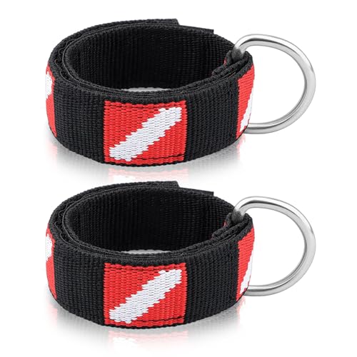 Dawitrly Wrist Strap, Adjustable Wristband with Stainless Steel D Ring, Suitable for Diving Lights, Flashlights, Cameras, Compass, Dive Slates, for Divers and Snorkelers (2 Pack) - Image 1