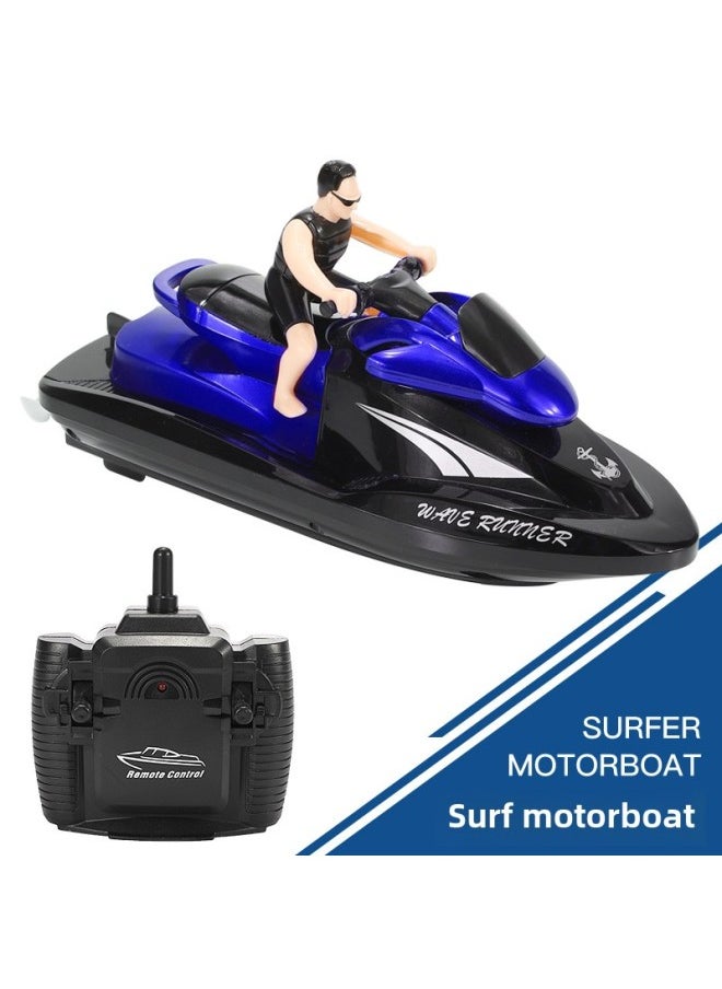 Remote Control Boat Can Be Launched High-speed Speedboat Children Boy Wireless Electric Water Toy Ship Model-Color:Remote Control Motorboat  Blue-Specifications:1 Rechargeable Lithium Battery  - Image 1