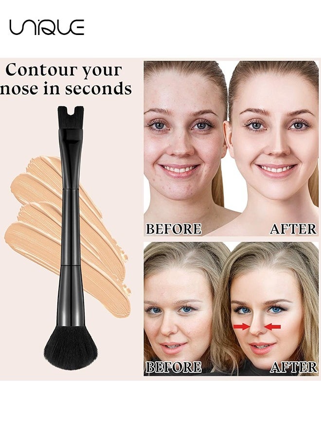 Unique 2 Pcs Nose Contour Brushes - Contour Brush Nose U Shape Brush - Double Ended Makeup Brush Practical 2-in-1 Precision Duo Brush Buffing Brush for Defining Cheek Bones Easy Nose Contour (Black)  - Image 5