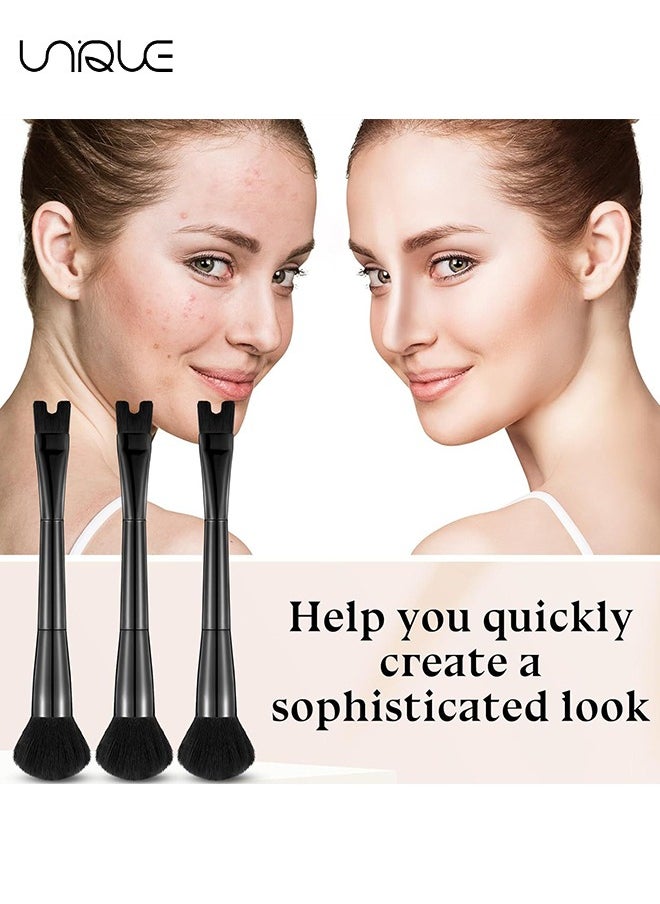 2 Pcs Nose Contour Brushes - Contour Brush Nose U Shape Brush - Double Ended Makeup Brush Practical 2-in-1 Precision Duo Brush Buffing Brush for Defining Cheek Bones Easy Nose Contour (Black)