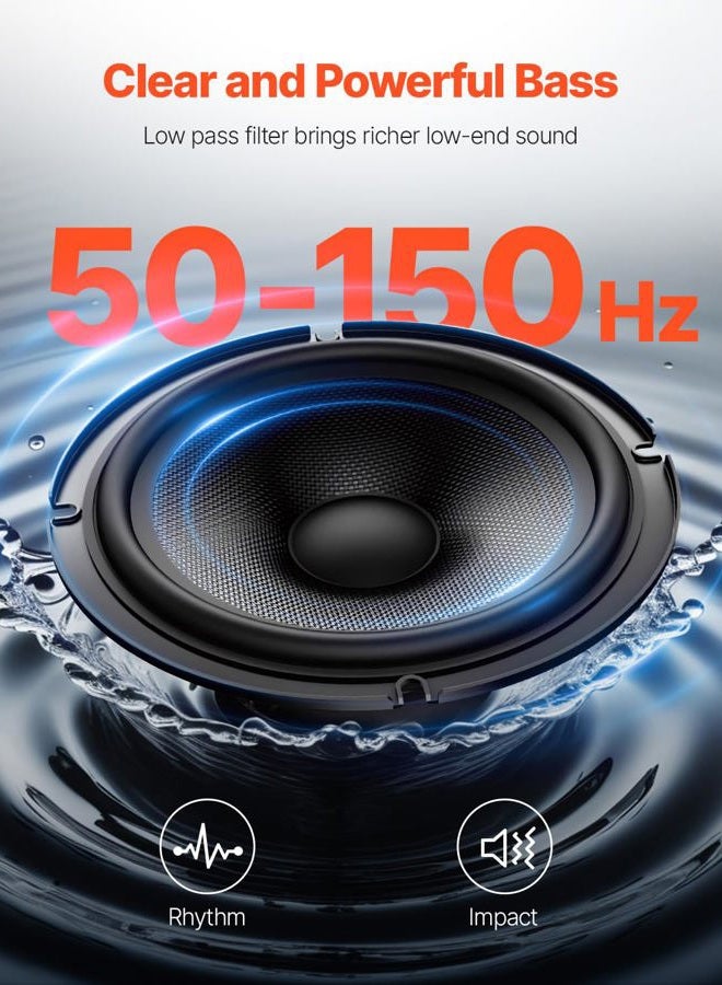VEVOR 10" 440W Underseat Car Subwoofer, Slim Powered Car Subwoofers with Blue Ambient Light, Low Profile Audio Sub Under The Seat with Built-in Amplifier, Remote Controller for SUVs, Car, Truck, RV - Image 5