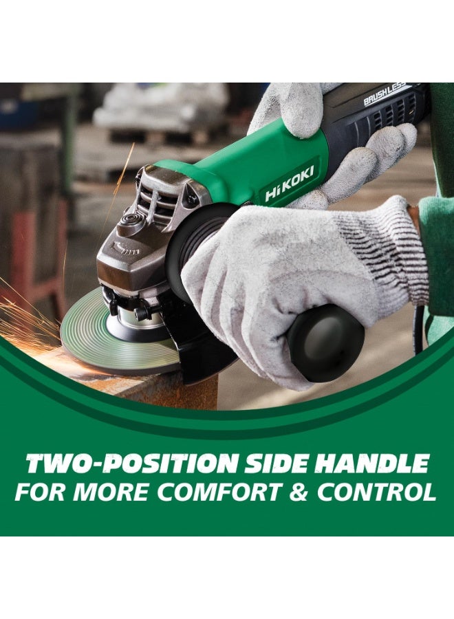 Hikoki مطحنة زاوية هيكوك 4.5" (115 مم)، 600 واط، 1.7 كجم – مدمجة وخفيفة الوزن مع مفتاح انزلاقي، محرك متين – طراز G12SS2E6Z - Image 3