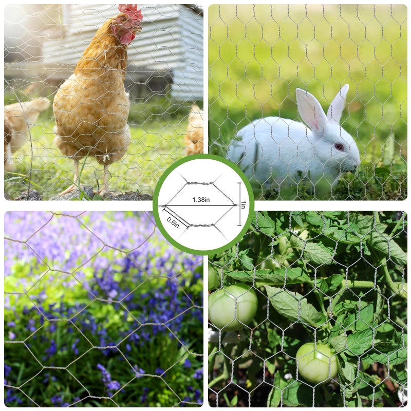 HANWRAPS Chicken Wire Mesh,13.7"Ã—169" Poultry Wire Netting,1" Hole Size Hexagonal Galvanized Chicken Wire Mesh Fencing,Outdoor Anti-Rust Garden Animal Barrier Fence for Chicken Coop Barrier Rabbit Cage - Image 4