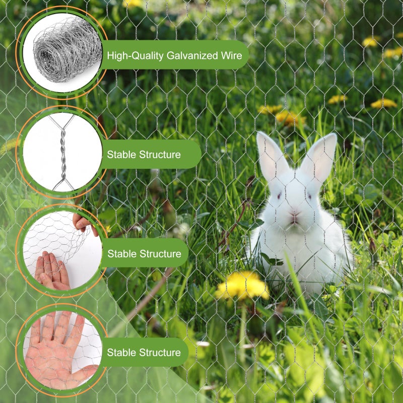 HANWRAPS Chicken Wire Mesh,13.7"Ã—169" Poultry Wire Netting,1" Hole Size Hexagonal Galvanized Chicken Wire Mesh Fencing,Outdoor Anti-Rust Garden Animal Barrier Fence for Chicken Coop Barrier Rabbit Cage - Image 3