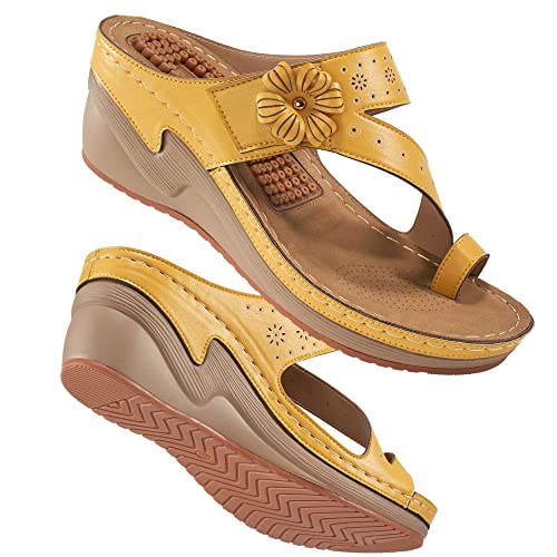 FUDYNMALC Sandals Women Wedge Shoes: Comfortable Womens Orthopedic Sandal Dressy Summer Flip Flops Fashion Walking Wedges with Adjustable - Image 1