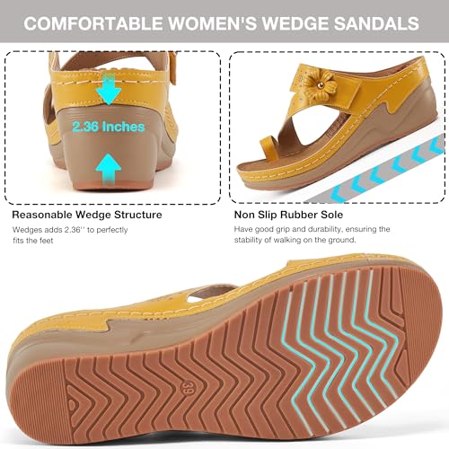 FUDYNMALC Sandals Women Wedge Shoes: Comfortable Womens Orthopedic Sandal Dressy Summer Flip Flops Fashion Walking Wedges with Adjustable - Image 5