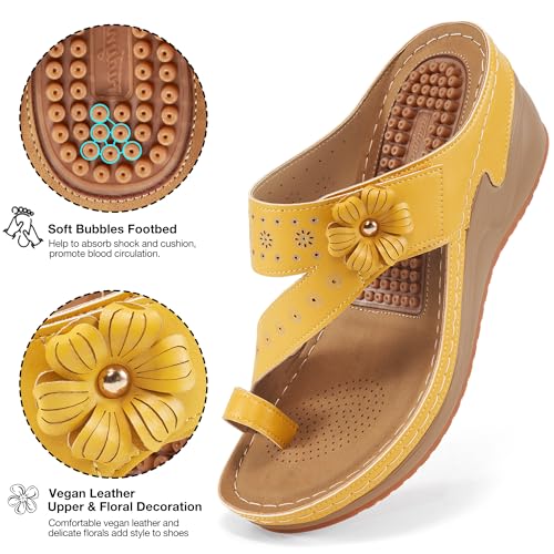 FUDYNMALC Sandals Women Wedge Shoes: Comfortable Womens Orthopedic Sandal Dressy Summer Flip Flops Fashion Walking Wedges with Adjustable - Image 4