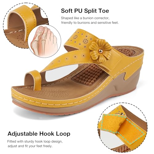 FUDYNMALC Sandals Women Wedge Shoes: Comfortable Womens Orthopedic Sandal Dressy Summer Flip Flops Fashion Walking Wedges with Adjustable - Image 3