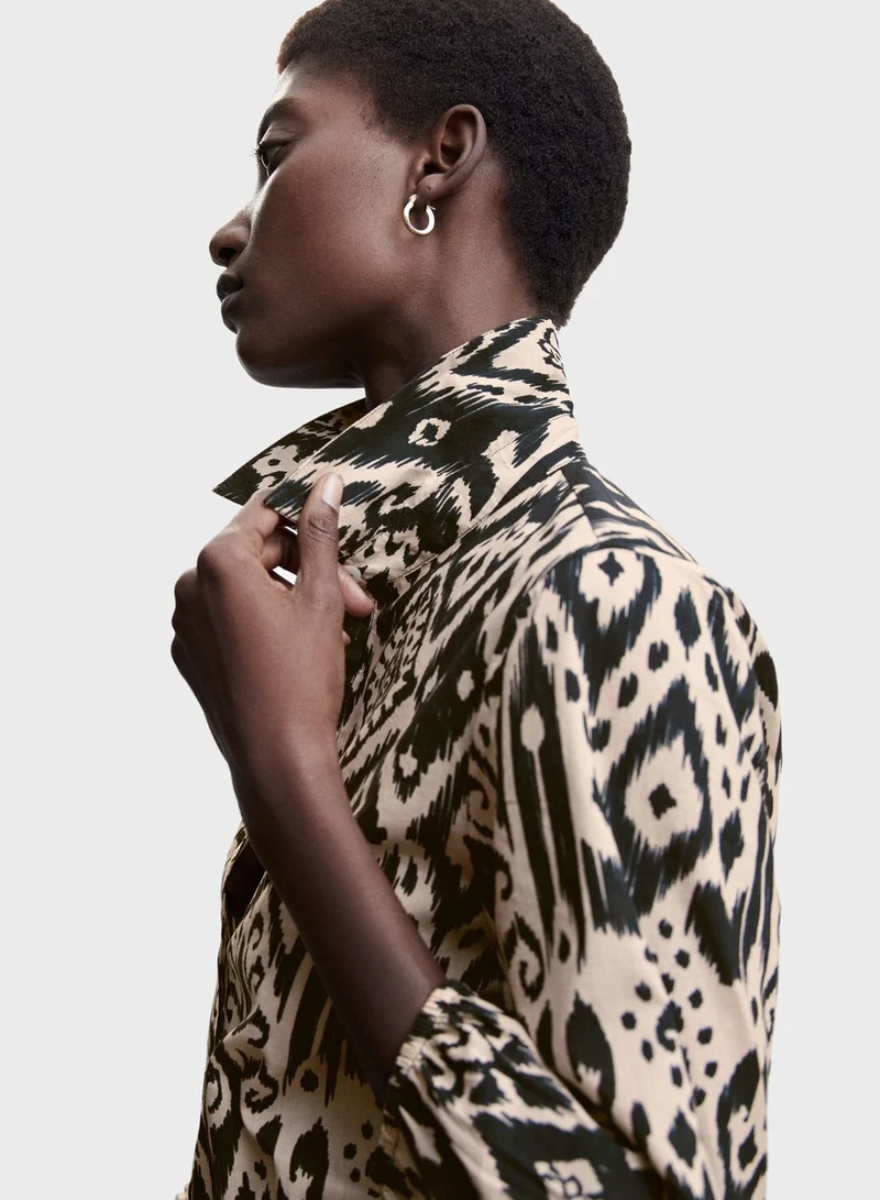 MANGO Printed Button Detail Shirt Dress