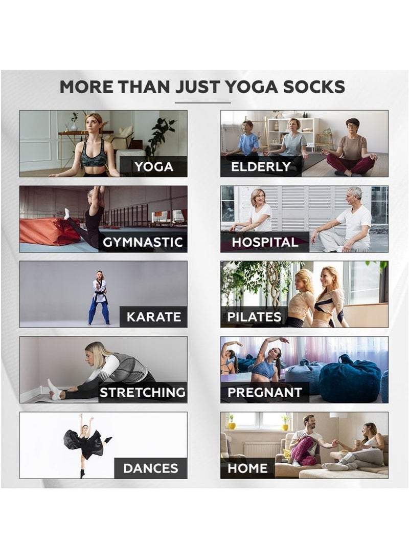 GIFT 6 Pairs Non-Slip Yoga Socks Set For Women 2 Designed 3 Colors, Barre Elastic Workout Pilates Yoga Socks For Yoga Sports Gym Home Barefoot Exercises Dance Ballet - Image 3