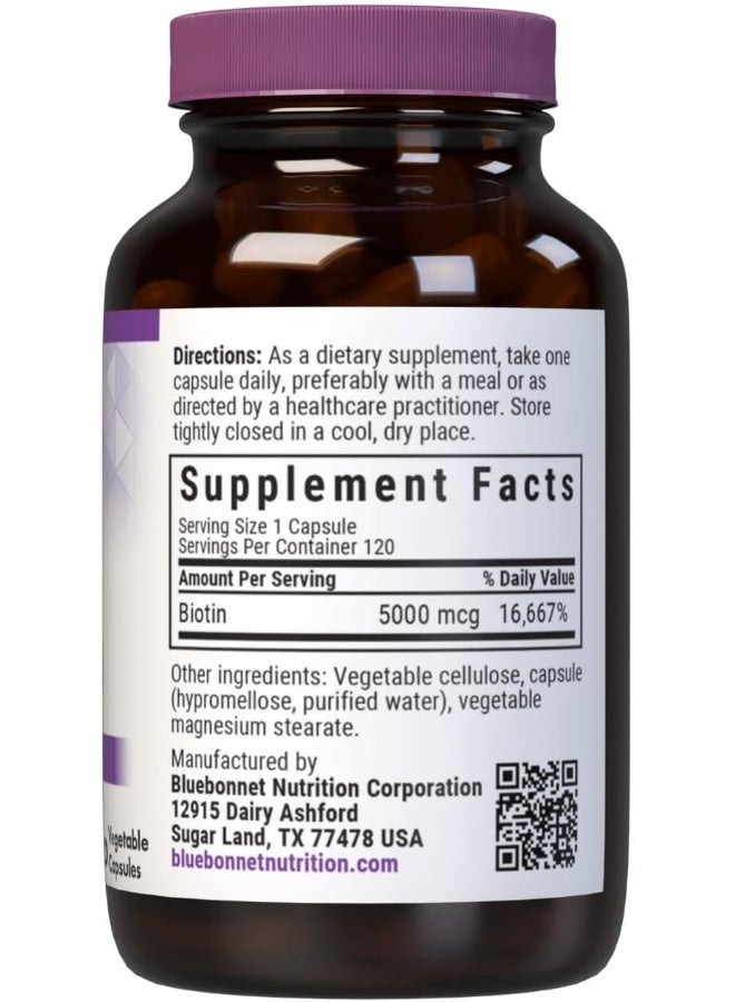 بلو بونيه بيوتين 5000 ميكروجرام كبسولات نباتية، 120 كبسولة - Image 2