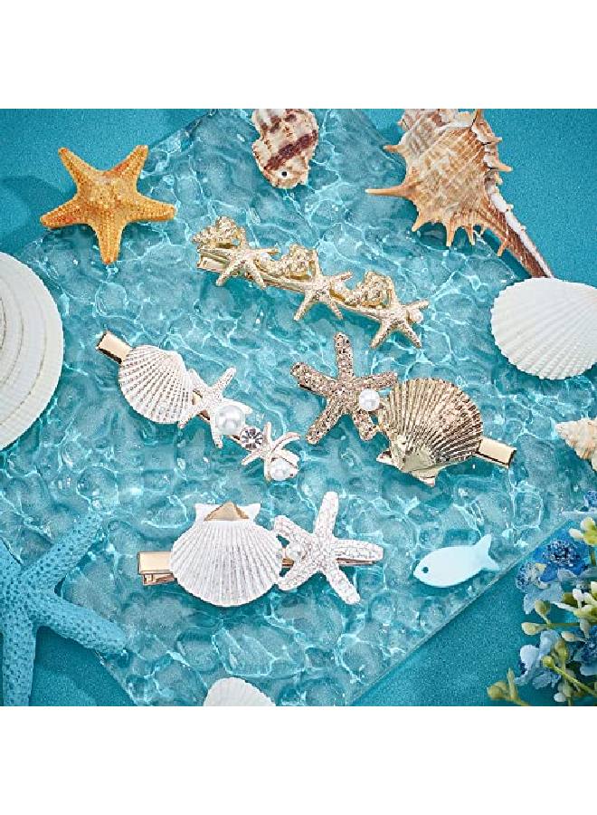 PH PandaHall 4 Styles Starfish Shell Hair Clip Beach Alligator Hair Clips Starfish Barrettes Dainty Sea Theme Clips For Halloween Mermaid Decor Beach Travel Wedding Supplies - Image 3