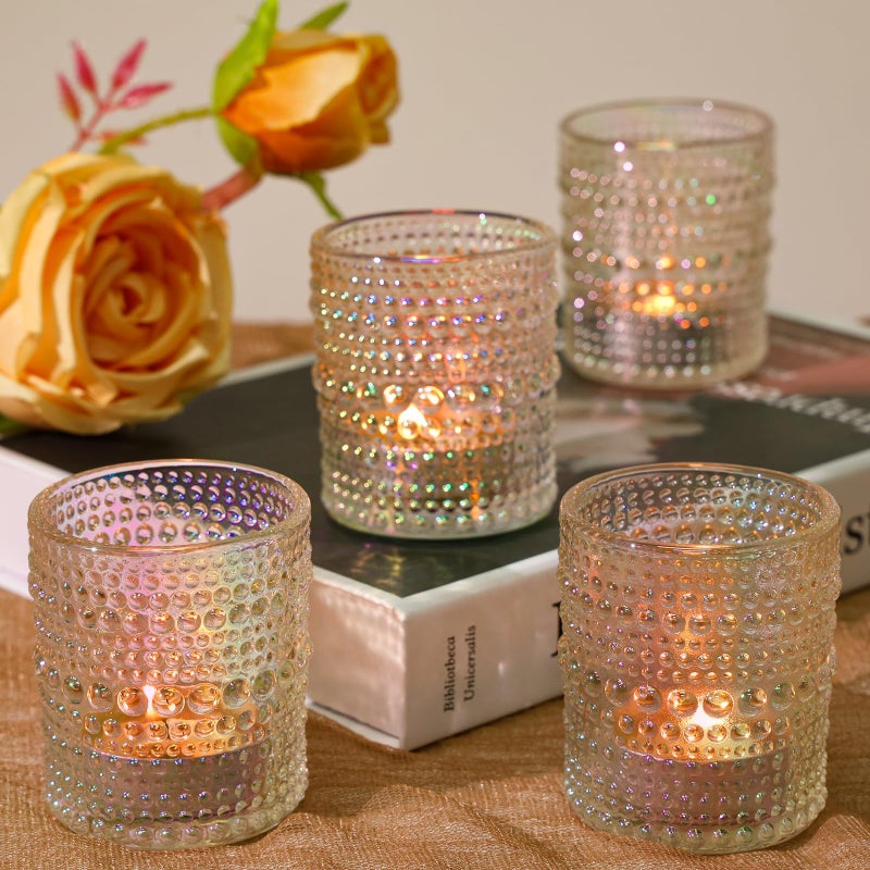 SUPMIND 24 Pcs Votive Candle Holders, Glass Holders Bulk for Table Centerpiece, Tea Lights Candle Holders for Wedding Shower, Party and Home Decor Iridescent - Image 3