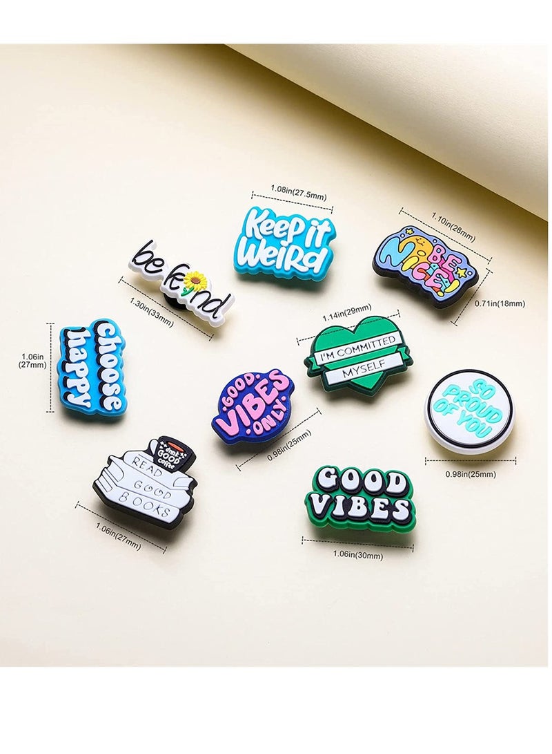 KASTWAVE Shoe Decoration Charms, 20 Pcs Inspiration Words Shoe Charms PVC Croc Charms, Button Pins for Shoe Decorations, Plastic, No Gemstone - Image 4